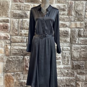 Alfani Black Silky Belted Dress, Size 16