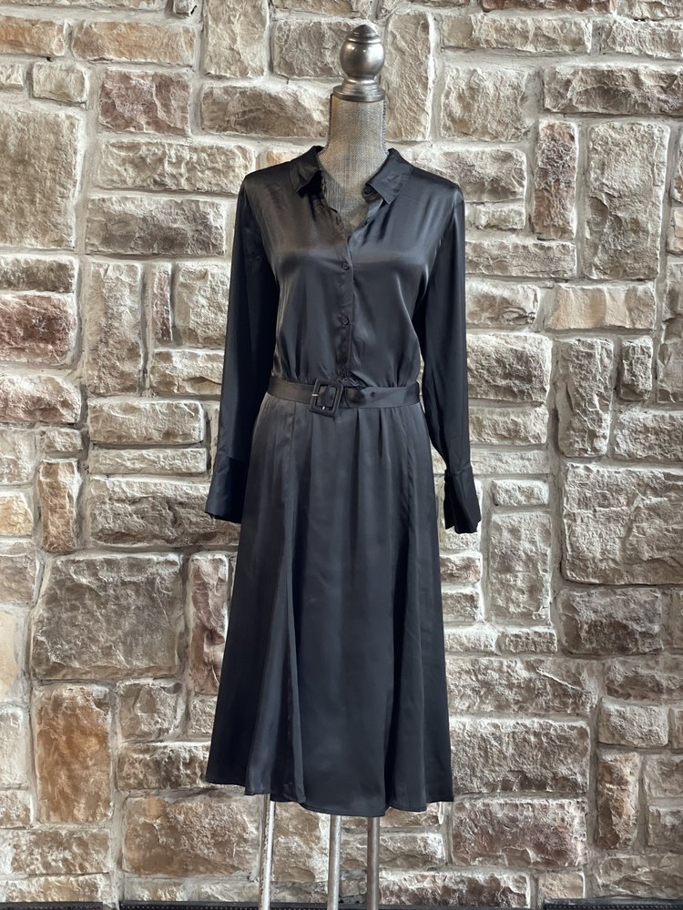 Alfani Black Silky Belted Dress, Size 16