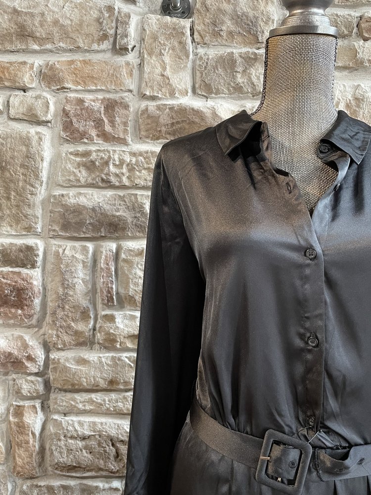 Alfani Black Silky Belted Dress, Size 16