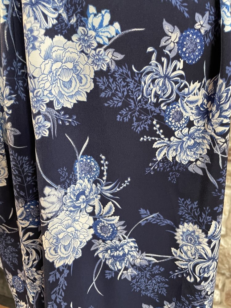 Navy Floral Faux Wrap Dress, Size 18