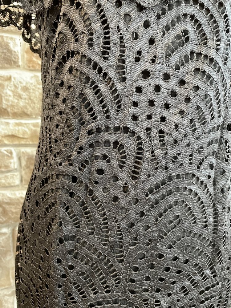 Black Lace Off the Shoulder Open Back Dress, Size L