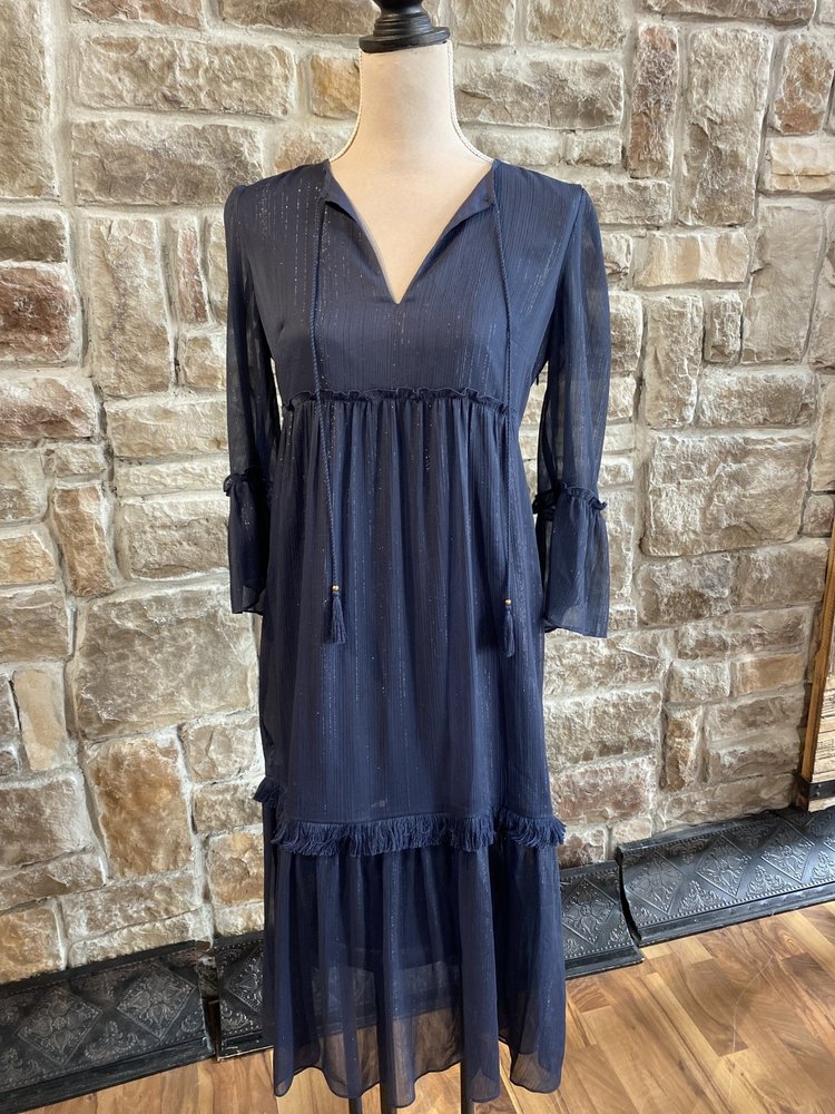 Rachel Zoe Navy Dress with Sparkle Stitching