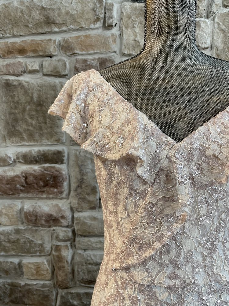 Ralph Lauren Pink Sequin Lace Dress, Size 14