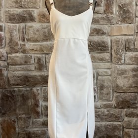 White Gold Detail Ribbed Bodycon Dress, Size 1X