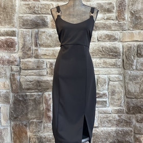 Almost Famous Black Gold Detail Ribbed Bodycon Dress, Size 1X