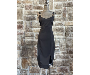 Black Gold Detail Ribbed Bodycon Dress, Size 1X - Elements Unleashed