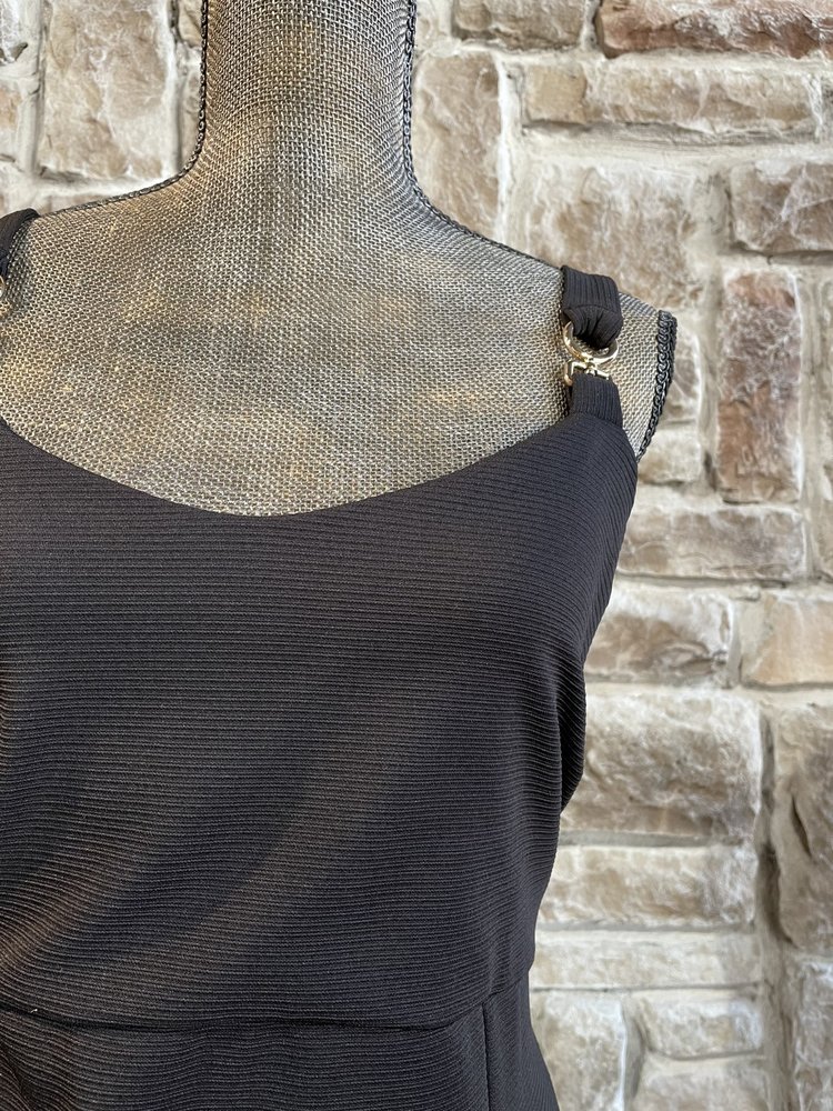 Almost Famous Black Gold Detail Ribbed Bodycon Dress, Size 1X