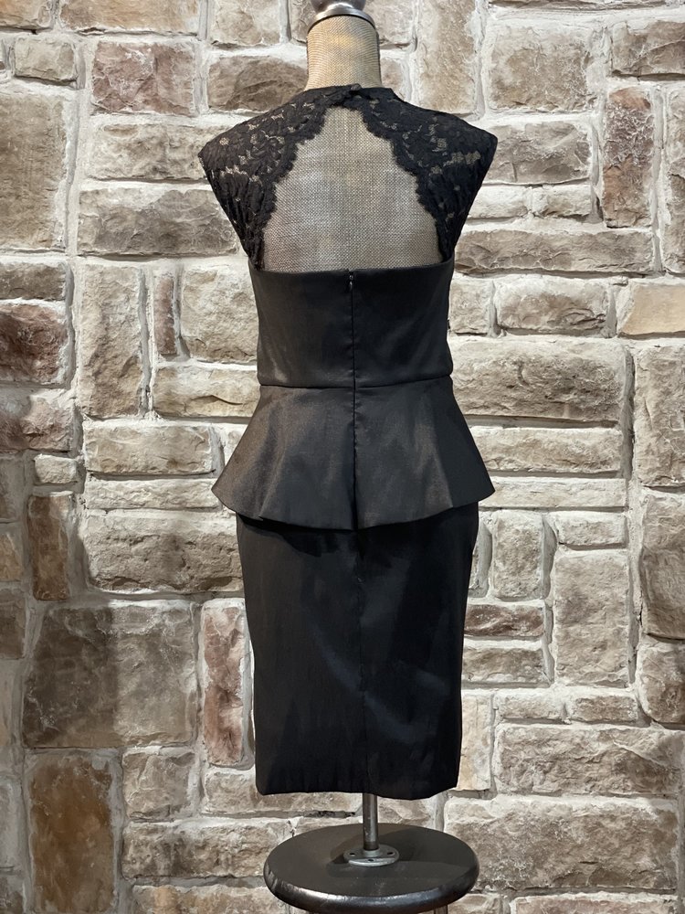 Caché Black Taffeta Peplum Dress, Size 10