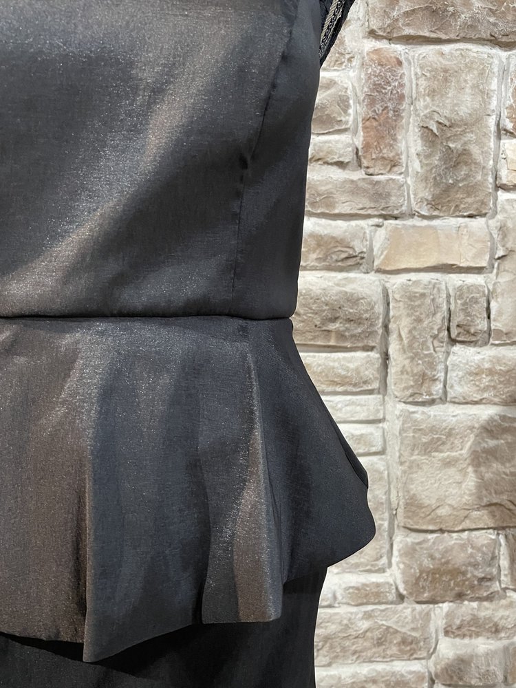 Caché Black Taffeta Peplum Dress, Size 10