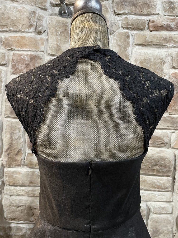 Caché Black Taffeta Peplum Dress, Size 10