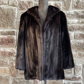 Donel San Diego Very Dark Ranch Mink Slit Cuff Coat, Size L
