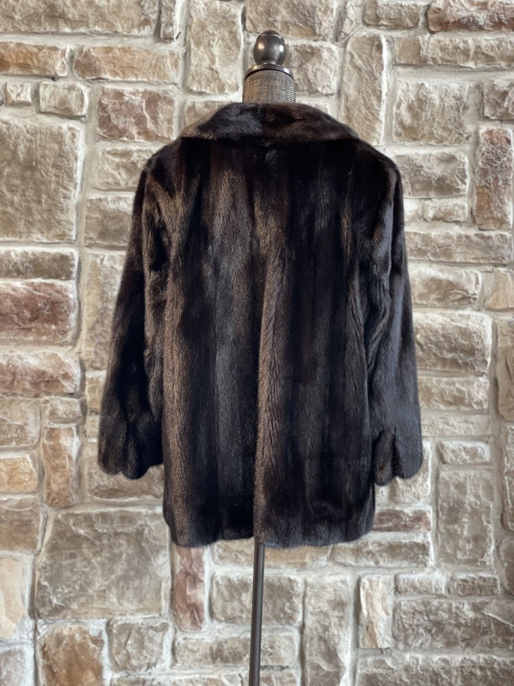 Donel San Diego Very Dark Ranch Mink Slit Cuff Coat, Size L