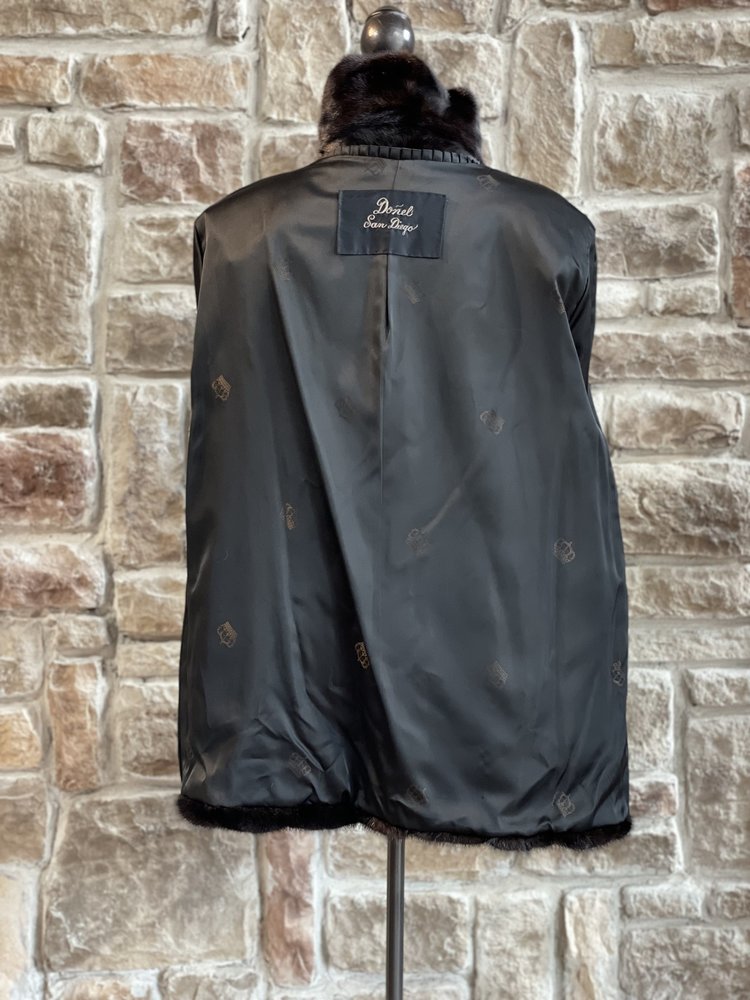 Donel San Diego Very Dark Ranch Mink Slit Cuff Coat, Size L