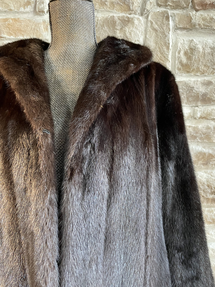 Donel San Diego Very Dark Ranch Mink Slit Cuff Coat, Size L