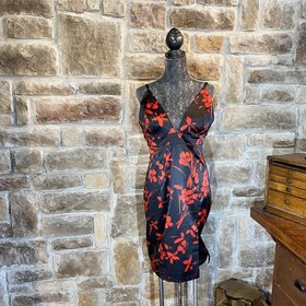 Guess Black and Red Floral Sheath Dress