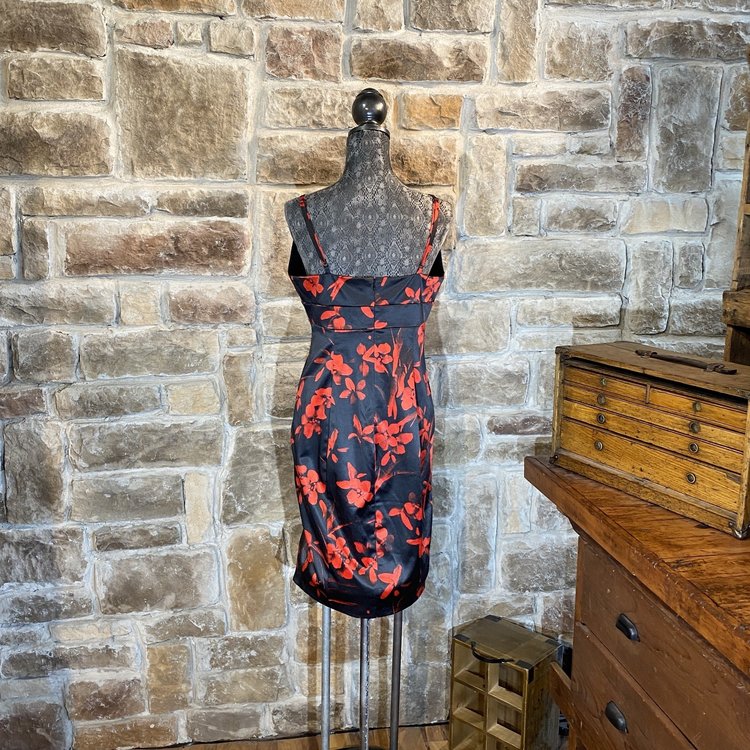 Guess Black and Red Floral Sheath Dress