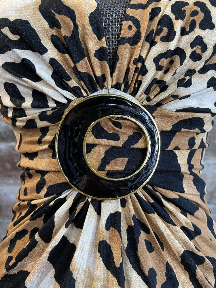 Caché Leopard Print Open Back Dress, Size 6