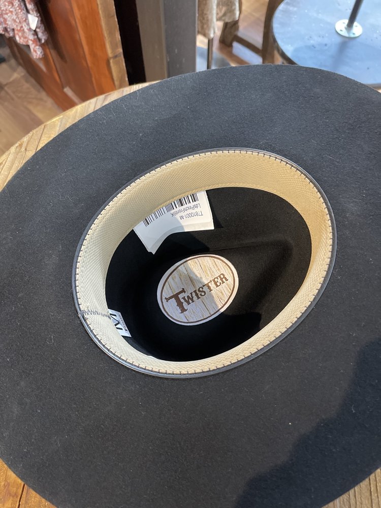 Twister Black Pinch Front Panama Hat