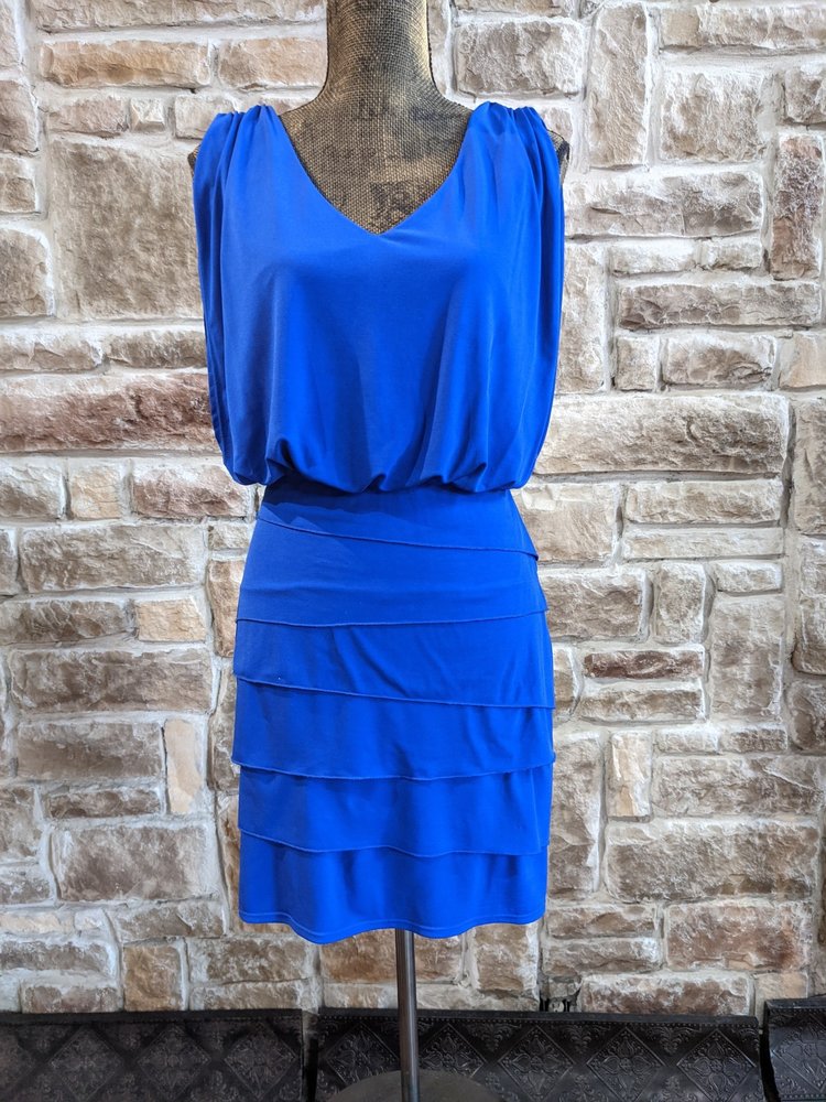 Caché Royal Blue Jersey Knit Popover Dress, Size 4
