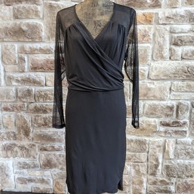 INC Black Faux-Wrap Sheath, Size 2XL