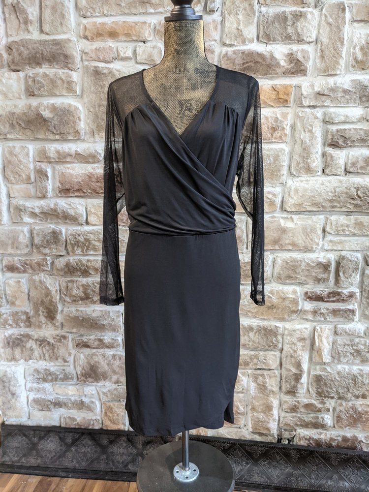 INC Black Faux-Wrap Sheath, Size 2XL