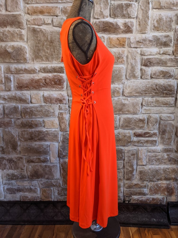 Tahari Red Jersey Dress with Side Lacing, Size M