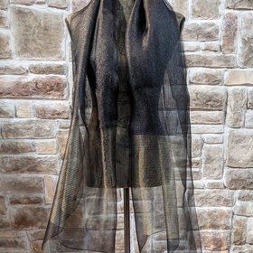 Saachi Black Shimmery Scarf with Gold Accents