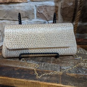 Champagne Embellished Handbag with Optional Strap