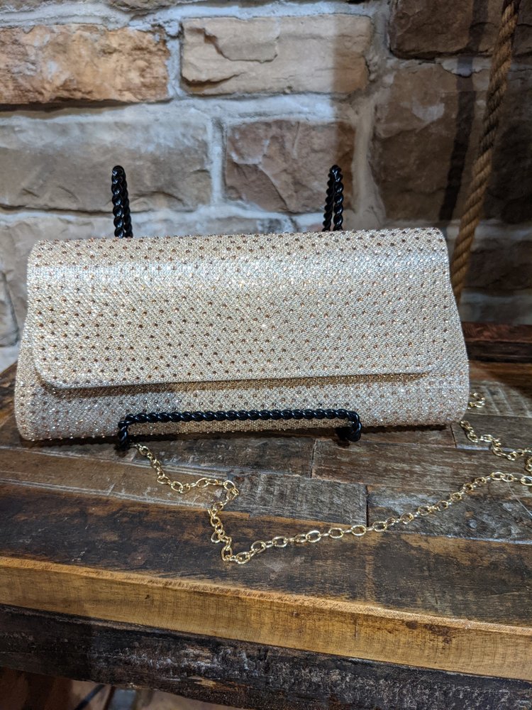 Champagne Embellished Handbag with Optional Strap