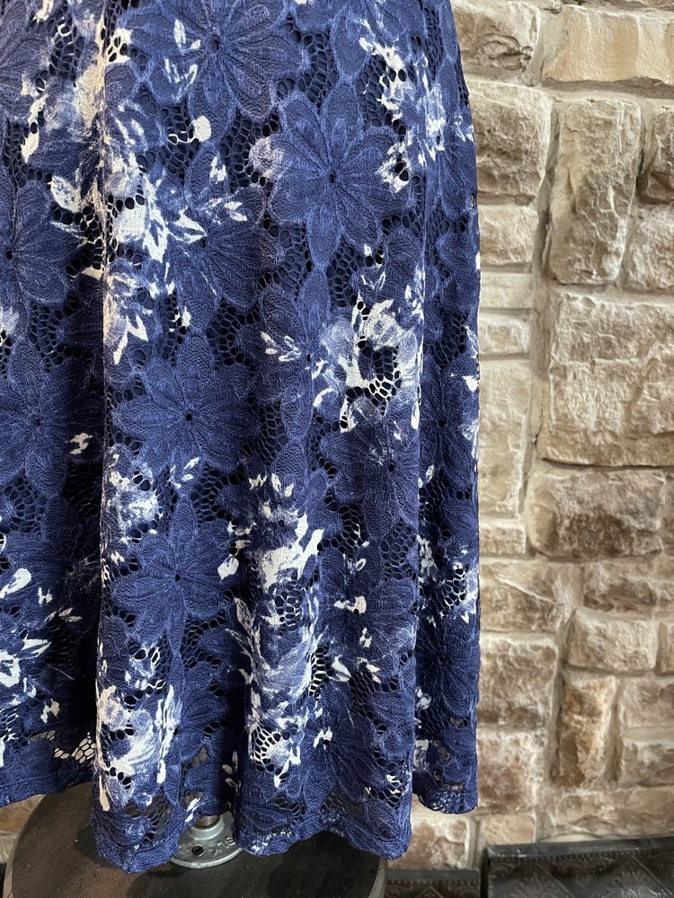 City Studio Navy and White Key Hole Floral Dress