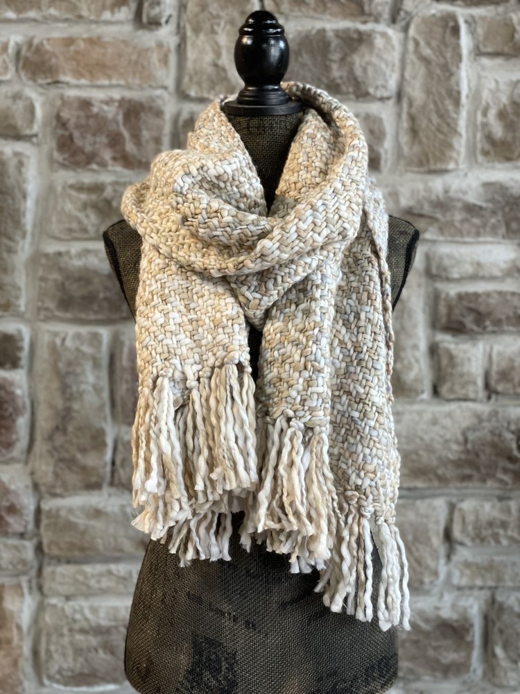 Oatmeal Loom-Woven Oblong Scarf