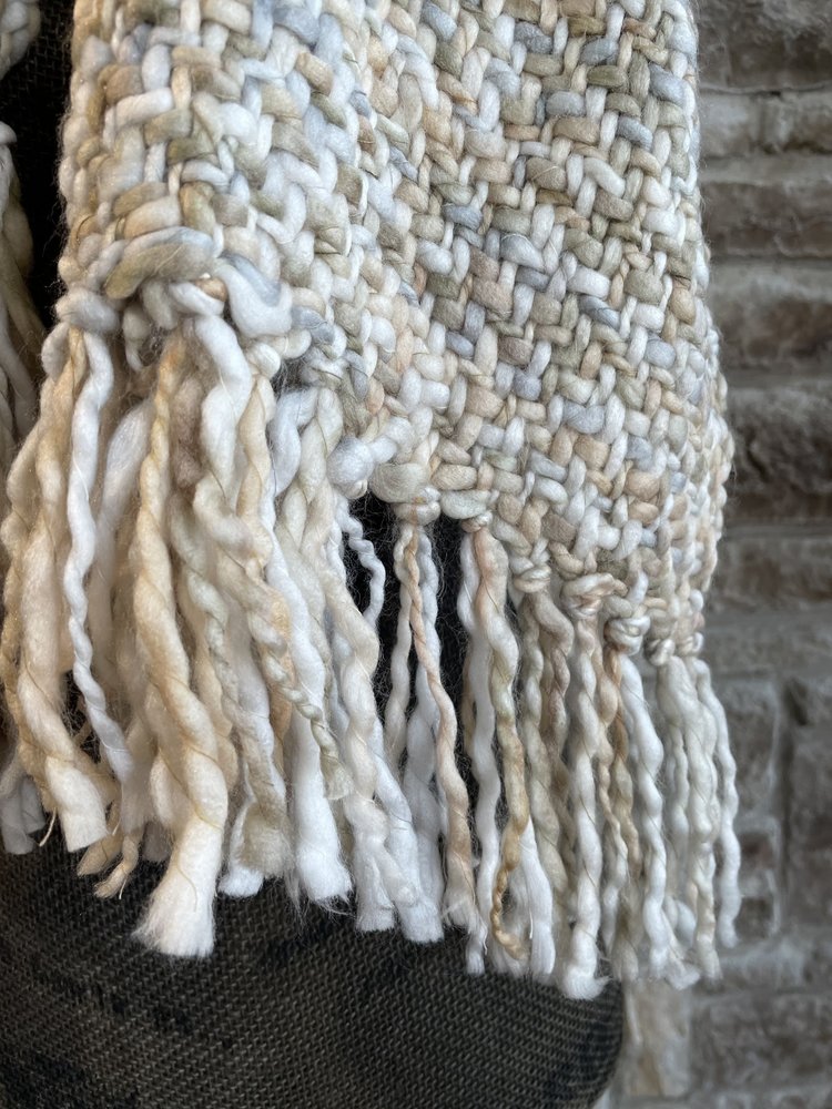 Oatmeal Loom-Woven Oblong Scarf