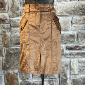 Caché Brown Corduroy Front Slit Skirt, Size 6