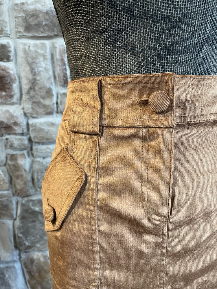 Caché Brown Corduroy Front Slit Skirt, Size 6