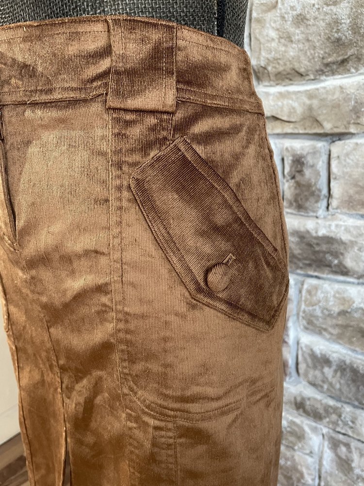 Caché Brown Corduroy Front Slit Skirt, Size 6