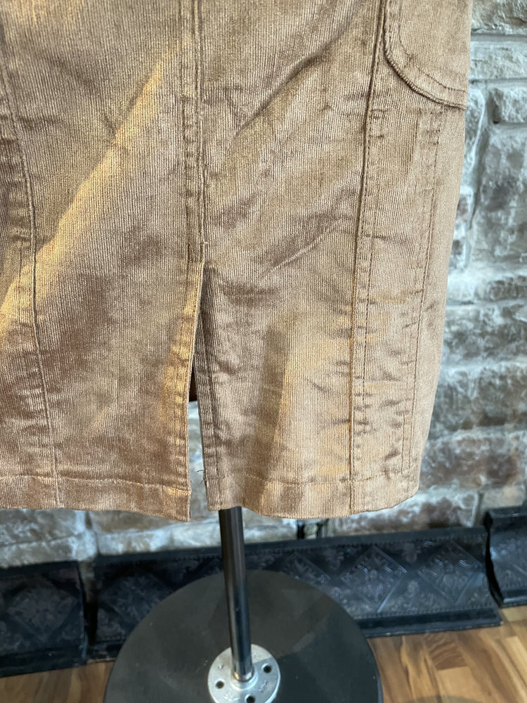 Caché Brown Corduroy Front Slit Skirt, Size 6