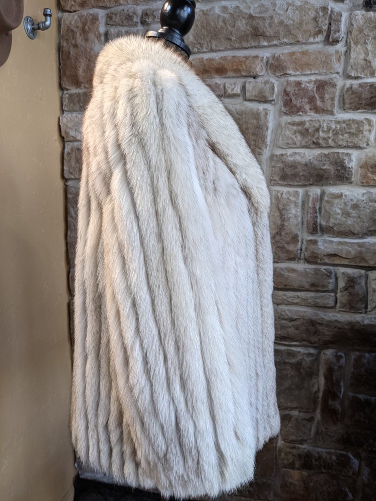 Saga Fox Blue Fox Jacket with Vertical Striping, Size S