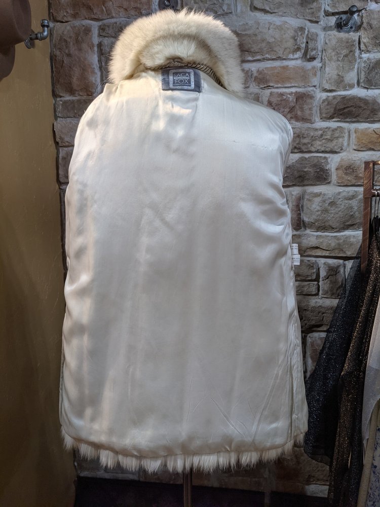 Saga Fox Blue Fox Jacket with Diagonal Sleeves, Size L