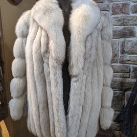 Saga Fox Blue Fox Jacket with Diagonal Sleeves, Size L