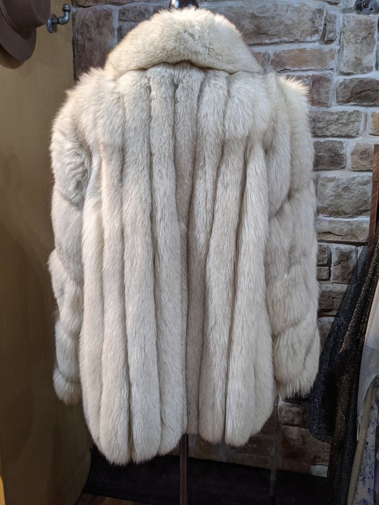 Saga Fox Blue Fox Jacket with Diagonal Sleeves, Size L