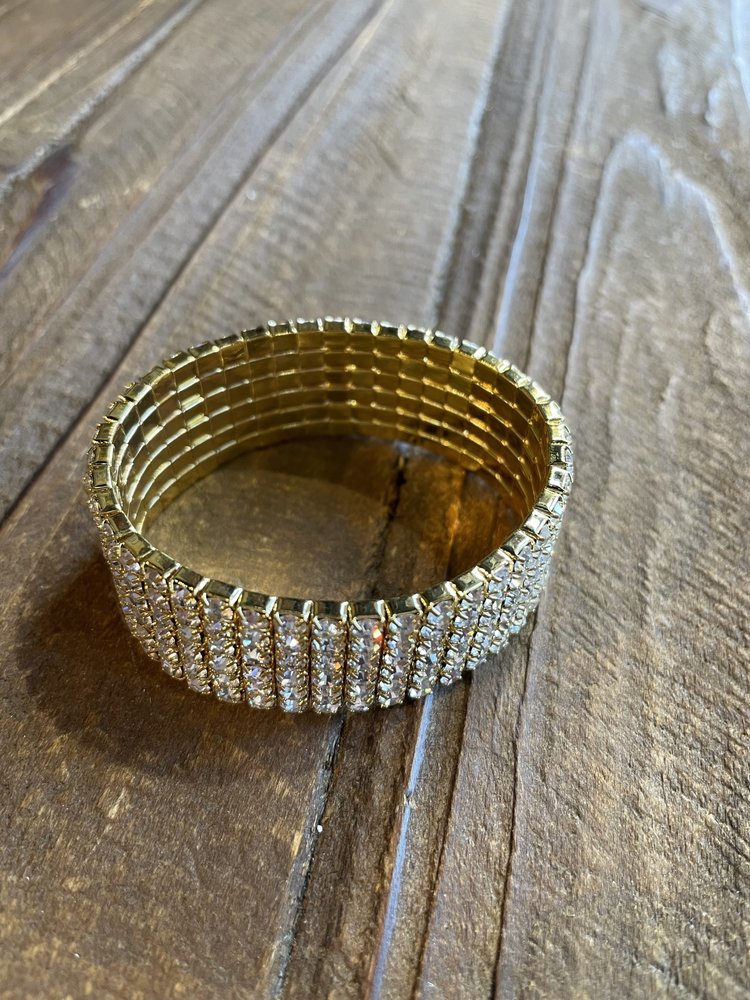 Gold Rhinestone Stretch Bracelet