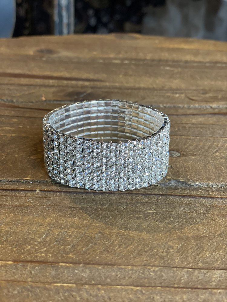 Silver Rhinestone Stretch Bracelet