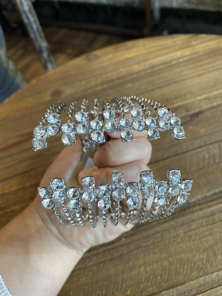 Silver Multi-Row Rhinestone Cuff