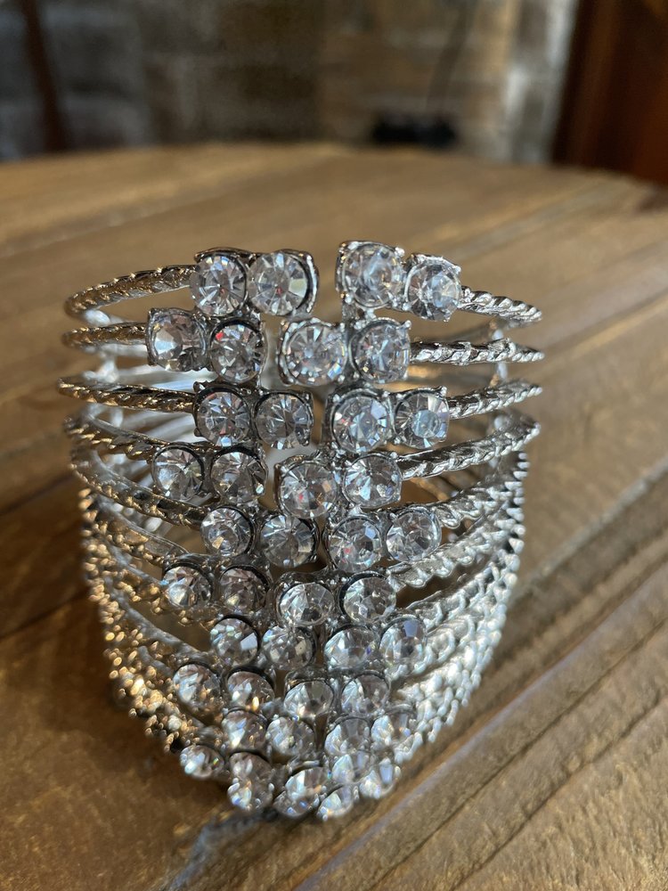 Silver Multi-Row Rhinestone Cuff