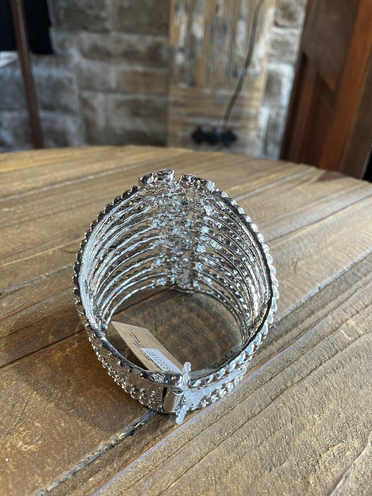Silver Multi-Row Rhinestone Cuff