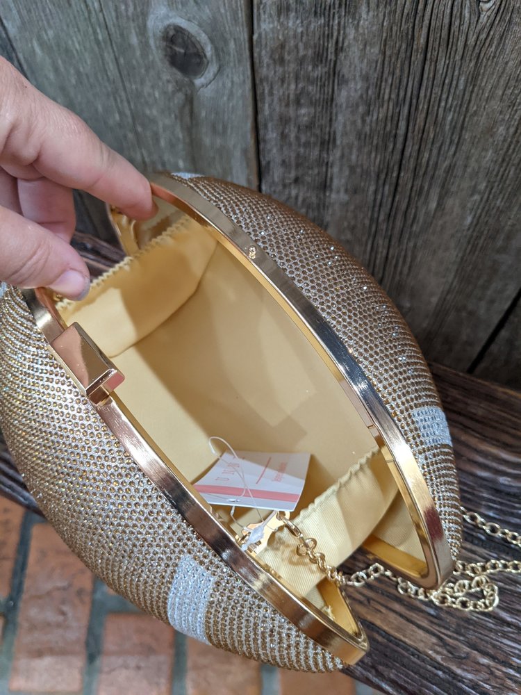 Wona Trading Golden Brown Rhinestone Football Shoulder Bag