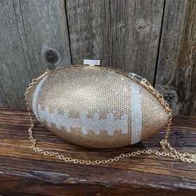 Wona Trading Golden Brown Rhinestone Football Shoulder Bag