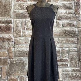 Monteau Black Halter Scalloped Edge Shimmer Dress, Size 1X