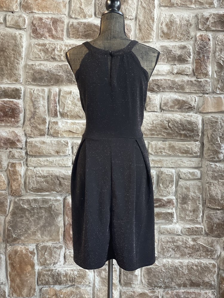 Monteau Black Halter Scalloped Edge Shimmer Dress, Size 1X