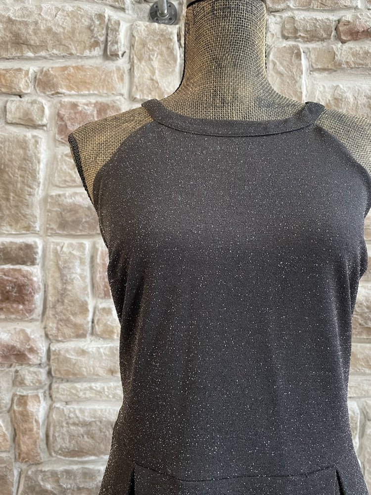 Monteau Black Halter Scalloped Edge Shimmer Dress, Size 1X